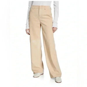 Wayf New With Tag Faux Leather Straight Leg Pants Beige size X-Large